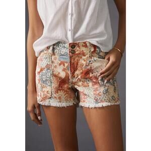Anthropologie Pilcro the Wanderer Paisley Low-Rise Shorts Raw Hem Size 26